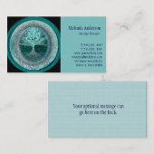 Carte De Visite Arbre de la vie bleu et turquoise (Devant / Derrière)