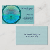 Carte De Visite Arbre de la vie bleu, vert et turquoise (Devant / Derrière)
