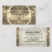 Carte De Visite Arbre de la vie dans des couleurs d'or (Devant / Derrière)