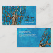 Carte De Visite Arbre de mosaïque Abstrait bleu aquarelle (Devant / Derrière)