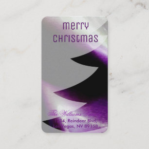 Carte De Visite Arbre de Noël blanc d'argent violet élégant