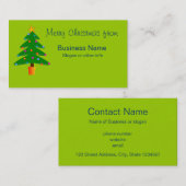Carte De Visite Arbre de Noël Festif Vert (Devant / Derrière)