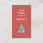 Carte De Visite Arbre de Noël mignon Rouge Vertical (Dos)