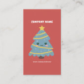 Carte De Visite Arbre de Noël mignon Rouge Vertical (Devant)