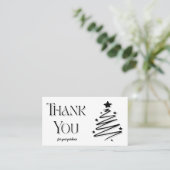 Carte De Visite arbre de Noël noir et blanc moderne merci (Debout devant)