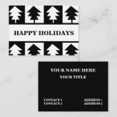 Carte De Visite Arbre de Noël noir et blanc professionnel (Devant / Derrière)