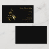 Carte De Visite Arbre de Noël sur Noir 001 (Devant / Derrière)