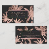 Carte De Visite Arbre de palmier gris feuille d'or Rose Maquillage (Devant / Derrière)