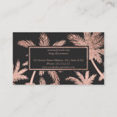 Carte De Visite Arbre de palmier gris feuille d'or Rose Maquillage (Dos)