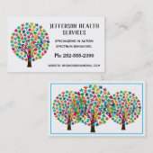 Carte De Visite Arbre de puzzle couleur autiste (Devant / Derrière)