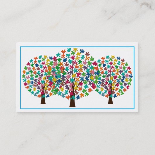 Carte De Visite Arbre de puzzle couleur autiste (Dos)
