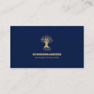 Carte De Visite Arbre de vie bleu or marine