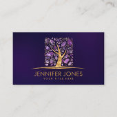 Carte De Visite Arbre de vie carré - Améthyste et Fluorite (Devant)