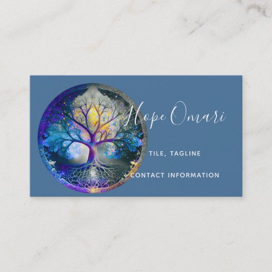 Carte De Visite Arbre de vie | Céleste (Devant)