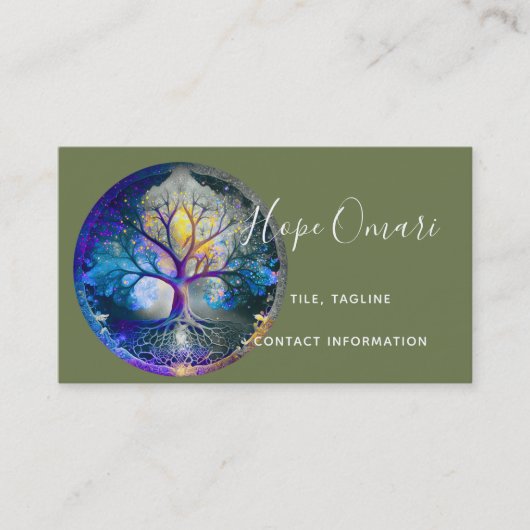 Carte De Visite Arbre de vie | Céleste (Devant)