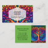 Carte De Visite Arbre de vie Coeurs arc-en-ciel et amour (Devant / Derrière)