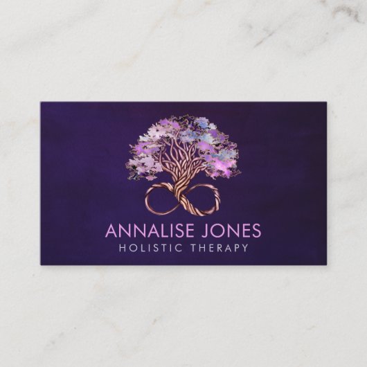 Carte De Visite Arbre de vie - Infinité - Améthyste et Fluorite (Devant)