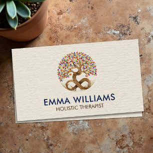Carte De Visite Arbre de vie - Infinité - Arc en ciel/Chakra Feuil