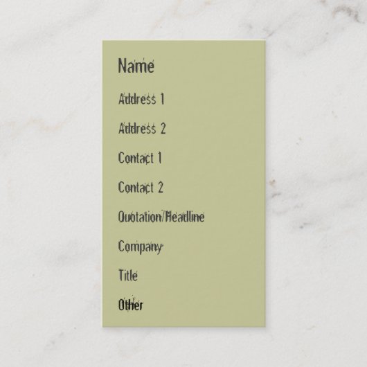 Carte De Visite Arbre De Vie / Pedigree De L'Homme (Devant)