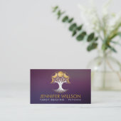 Carte De Visite Arbre de vie - Phases de la lune - perle et or (Debout devant)