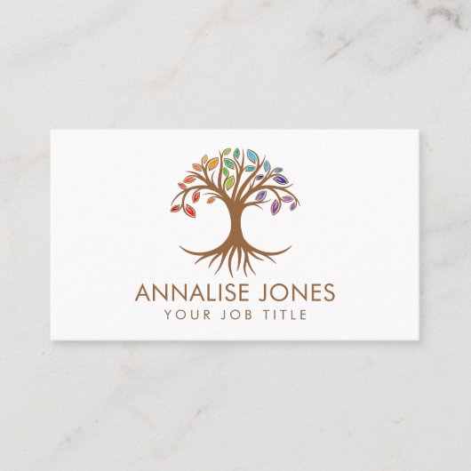 Carte De Visite Arbre de vie - Rainbow Chakra feuilles (Devant)