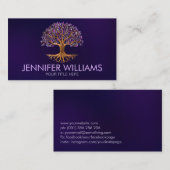 Carte De Visite Arbre de vie - Yggdrasil - Améthyste Feuilles (Devant / Derrière)