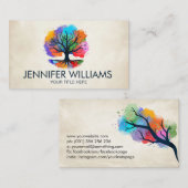 Carte De Visite Arbre de vie - Yggdrasil - Aquarelle  (Devant / Derrière)