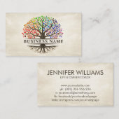 Carte De Visite Arbre de vie - Yggdrasil - feuilles arc-en-ciel (Devant / Derrière)