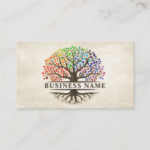 Carte De Visite Arbre de vie - Yggdrasil - feuilles arc-en-ciel