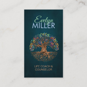 Carte De Visite Arbre de vie - Yggdrasil - Feuilles colorés