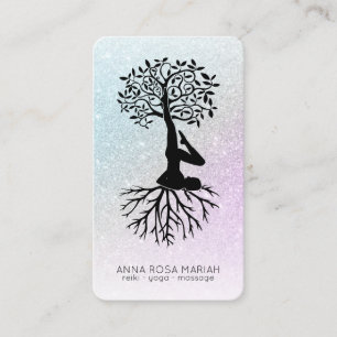 Carte De Visite *~* Arbre de vie Yoga Pastel Parties scintillant H