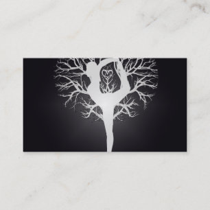 Carte De Visite Arbre de yoga en noir et blanc