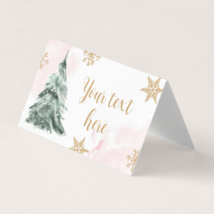 Carte De Visite Arbre d'hiver Snowflakes Étiquette alimentaire One