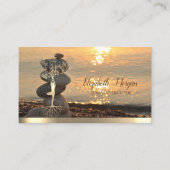 Carte De Visite Arbre d'or femmes Silhouette, Stones Zen Sunset Be (Devant)