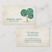 Carte De Visite Arbre doré Abstrait avec cercles d'aquarelle (Devant / Derrière)