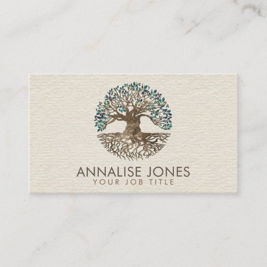 Carte De Visite Arbre doré de la vie - Yggdrasil - Feuilles de mar (Devant)