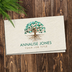 Carte De Visite Arbre doré de la vie - Yggdrasil - Feuilles malach