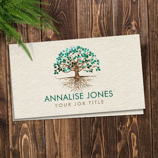 Carte De Visite Arbre doré de la vie - Yggdrasil - Feuilles malach