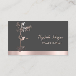 Carte De Visite Arbre en or rose silhouette de femmes, professeur