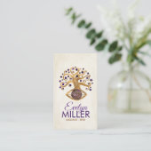 Carte De Visite Arbre et Fleur de vie - Améthyste et Or (Debout devant)