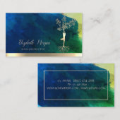 Carte De Visite Arbre femmes Silhouette, Pinceau vert (Devant / Derrière)