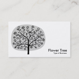 Carte De Visite Arbre Fleur - Gris Clair