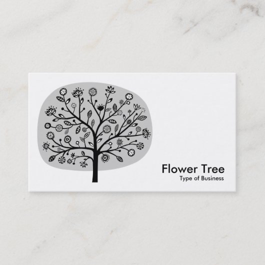 Carte De Visite Arbre Fleur - Gris Clair (Devant)