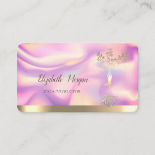 Carte De Visite Arbre holographique ombre femmes silhouette, Yoga