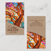 Carte De Visite Arbre mosaïque abstrait coloré (Devant / Derrière)