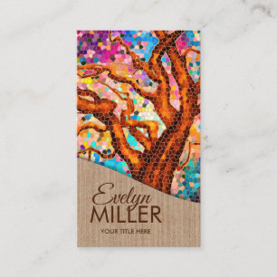Carte De Visite Arbre mosaïque abstrait coloré