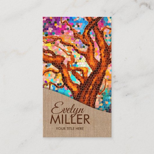 Carte De Visite Arbre mosaïque abstrait coloré (Devant)
