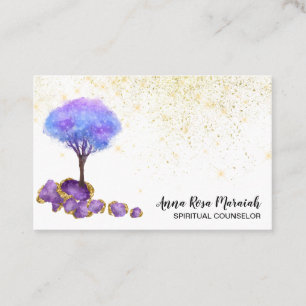 Carte De Visite *~* Arbre Parties scintillant d'or Amethyst Magic