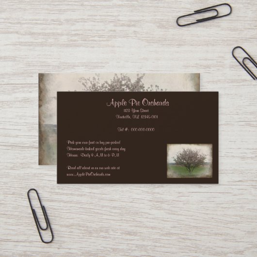 Carte De Visite Arbre pomme en fleurs (Devant/Arrière en situation)