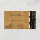 Carte De Visite Arbre Rustique Naturel Barre Grain Ovale Gold Bord (Dos)